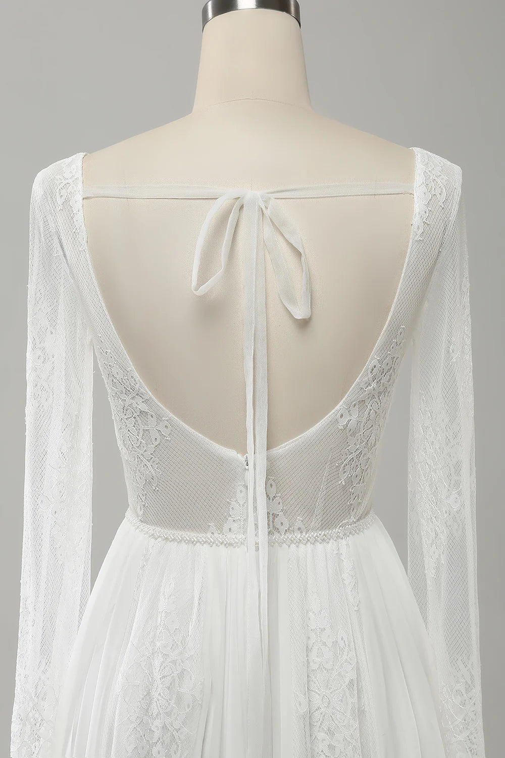 Wholesa Beach Boho A Line V Neck Long Sleeve Wedding Dress with Lace Appliqued