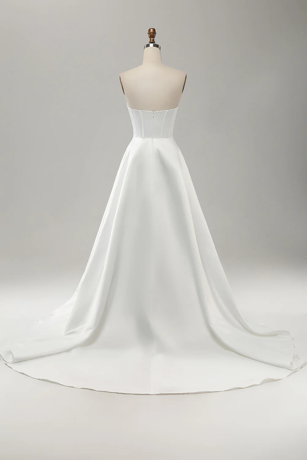Wholesa A Line Elegant Strapless Pleated Sweep Train Bridal Dress With Split