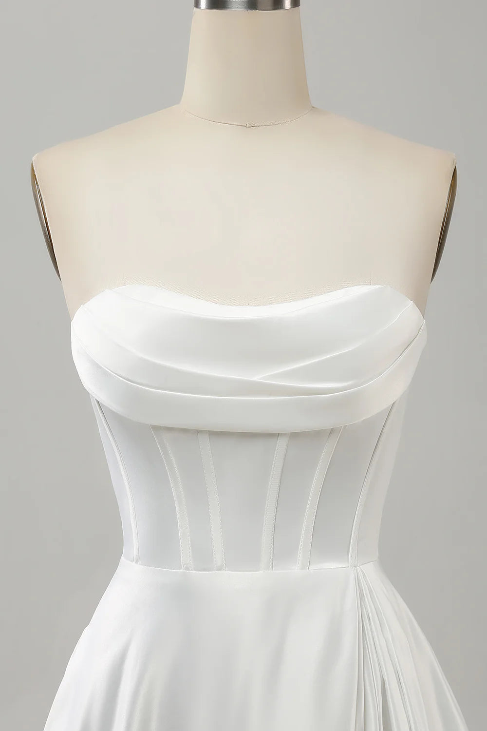 Wholesa A Line Elegant Strapless Pleated Sweep Train Bridal Dress With Split