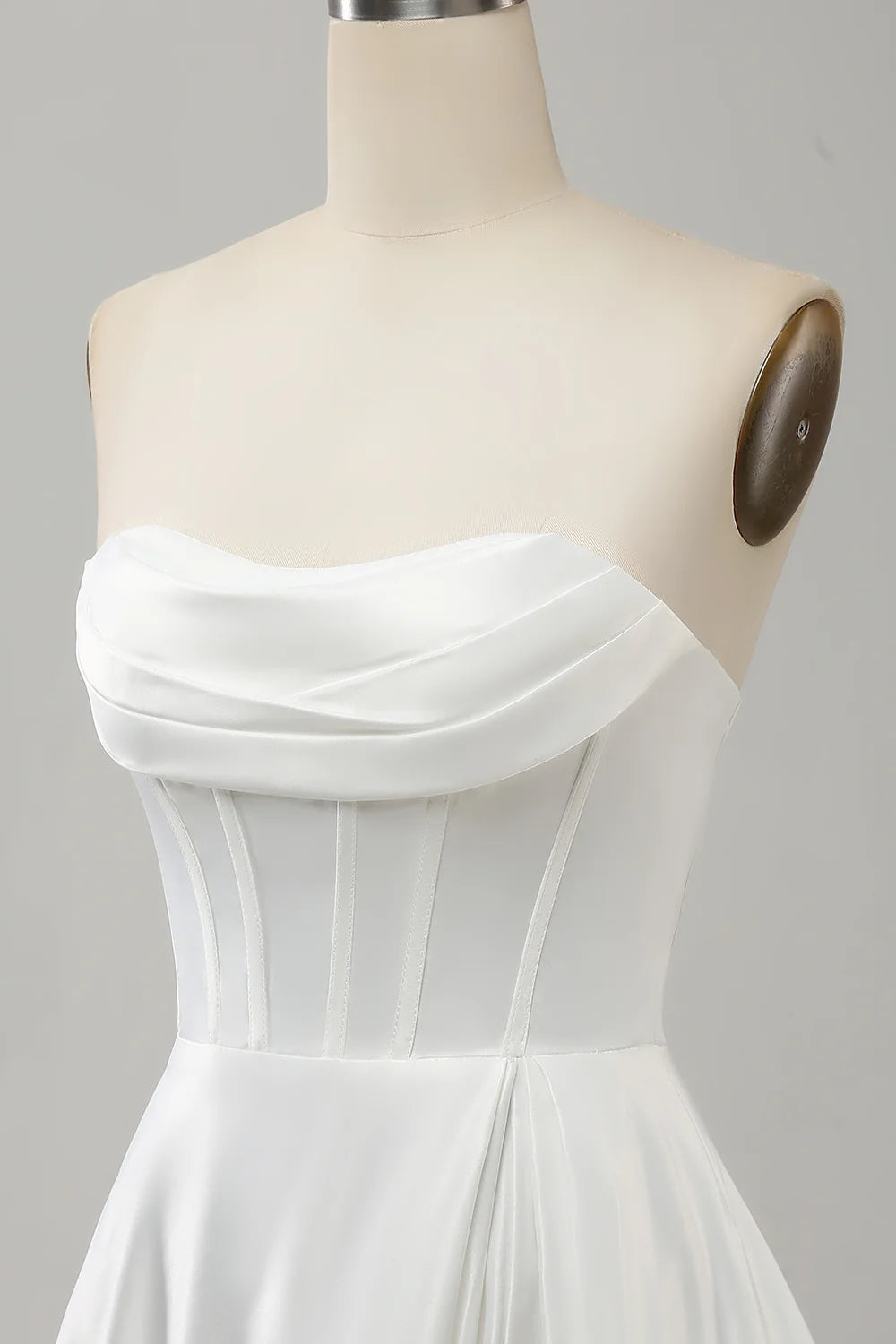 Wholesa A Line Elegant Strapless Pleated Sweep Train Bridal Dress With Split