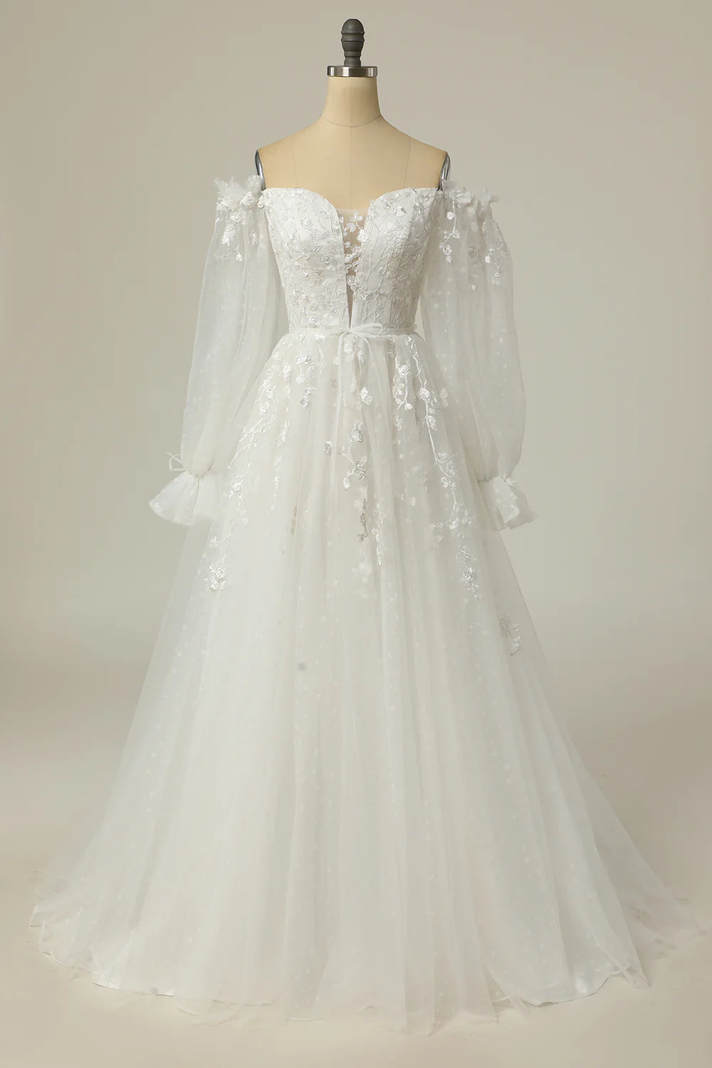 Wholesa A Line Off the Shoulder Wedding Dress with Appliques