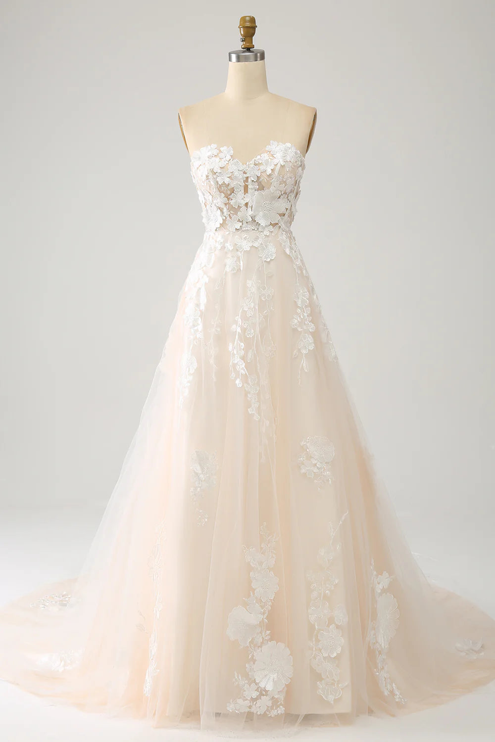 Wholesa A Line Long Corset Wedding Dress With Appliques