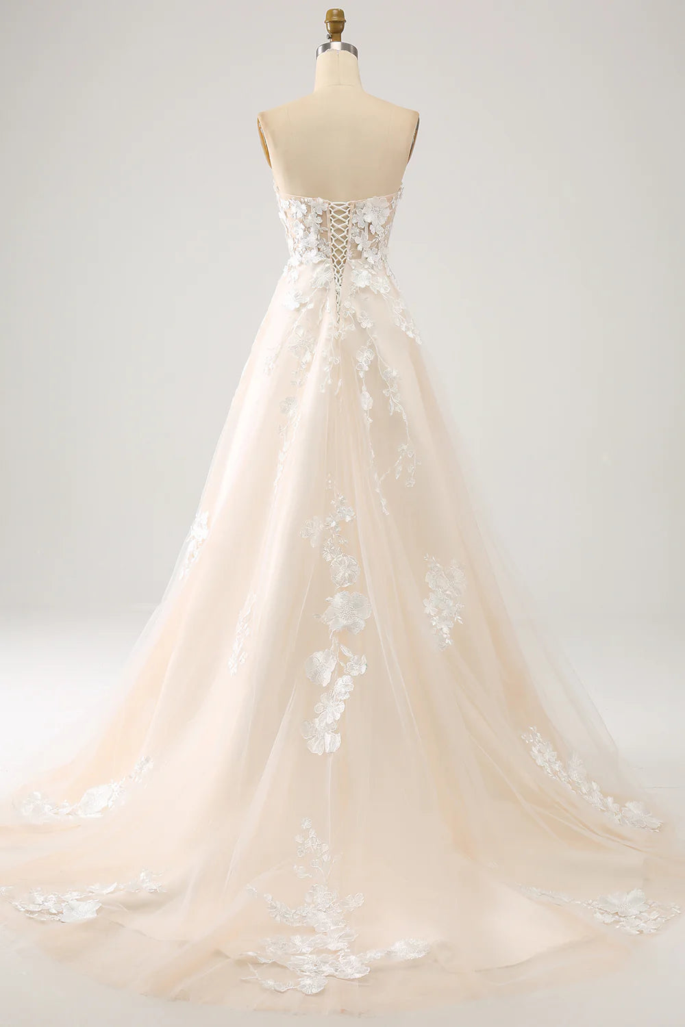 Wholesa A Line Long Corset Wedding Dress With Appliques