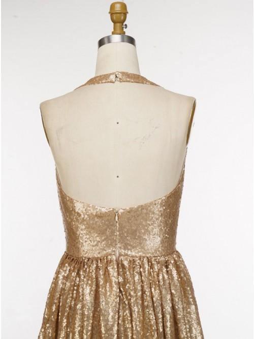 Wholesa A-Line Halter Deep V Neck Dark Green Prom Evening Dresses