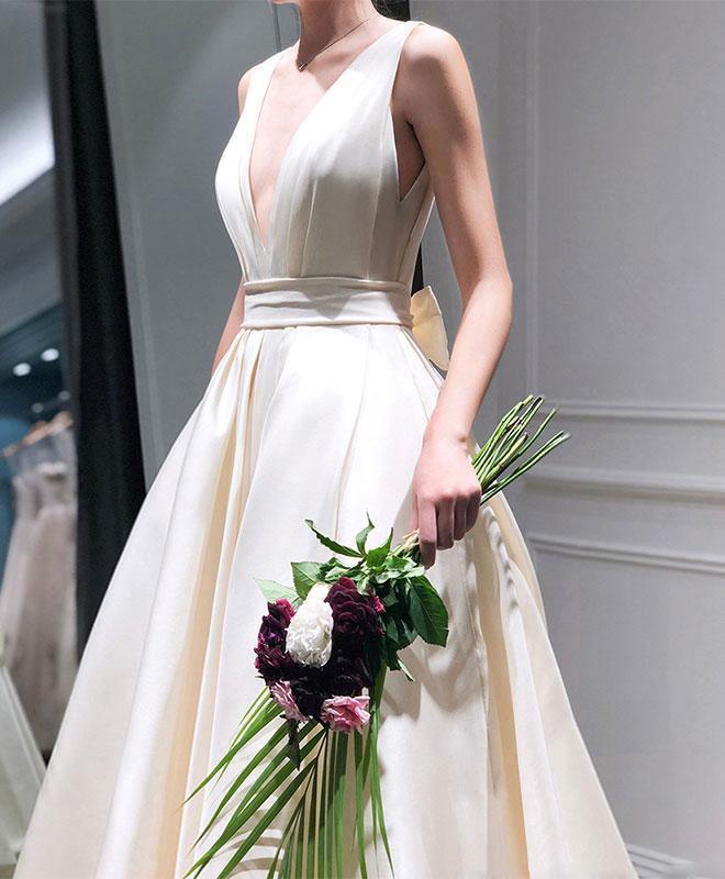 Wholesa A-line High Low V Neck Short Prom Dress Homecoming Dress