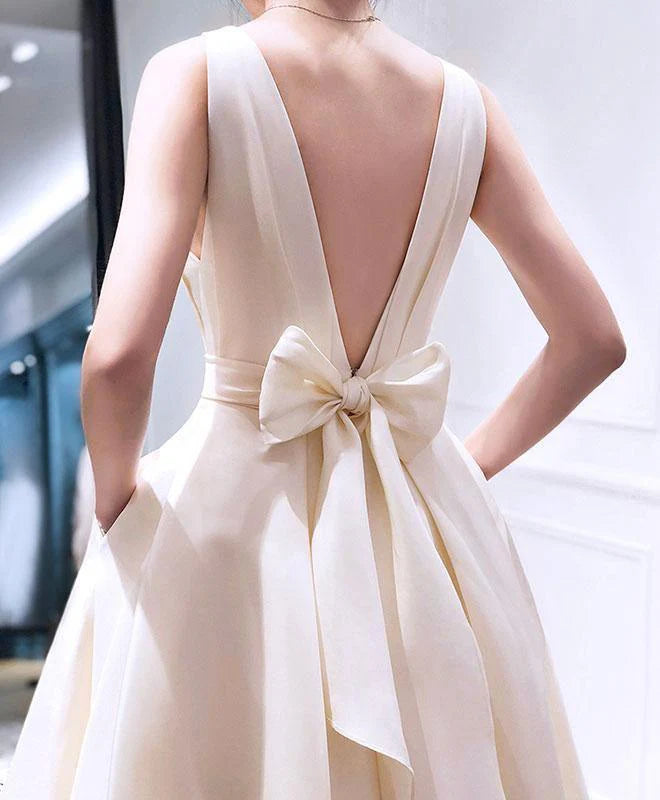 Wholesa A-line High Low V Neck Short Prom Dress Homecoming Dress