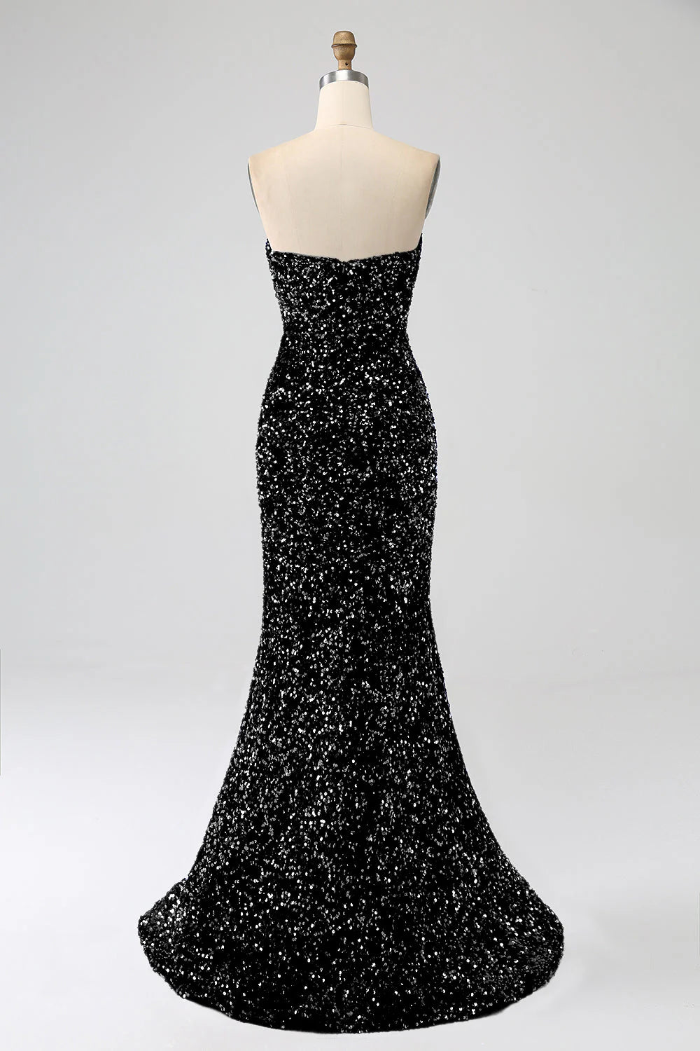 Wholesa Mermaid Strapless Sequins Long Prom Dress With Slit