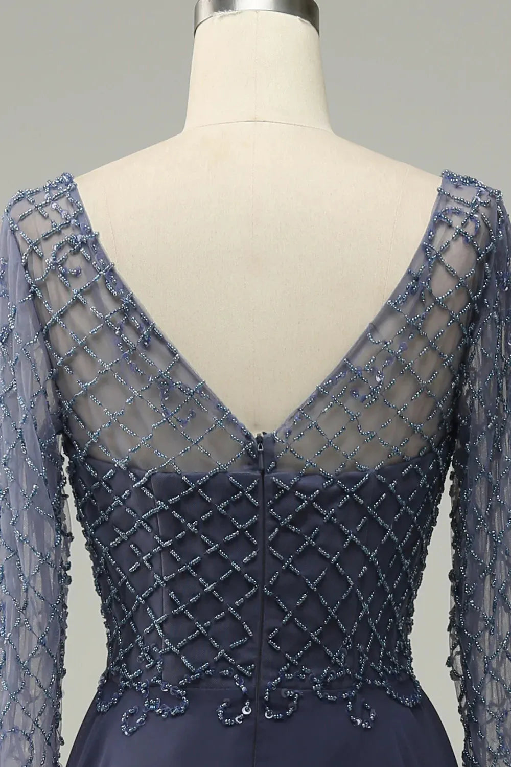 Wholesa A-line Beading Long Sleeves Mother of Bride Dress