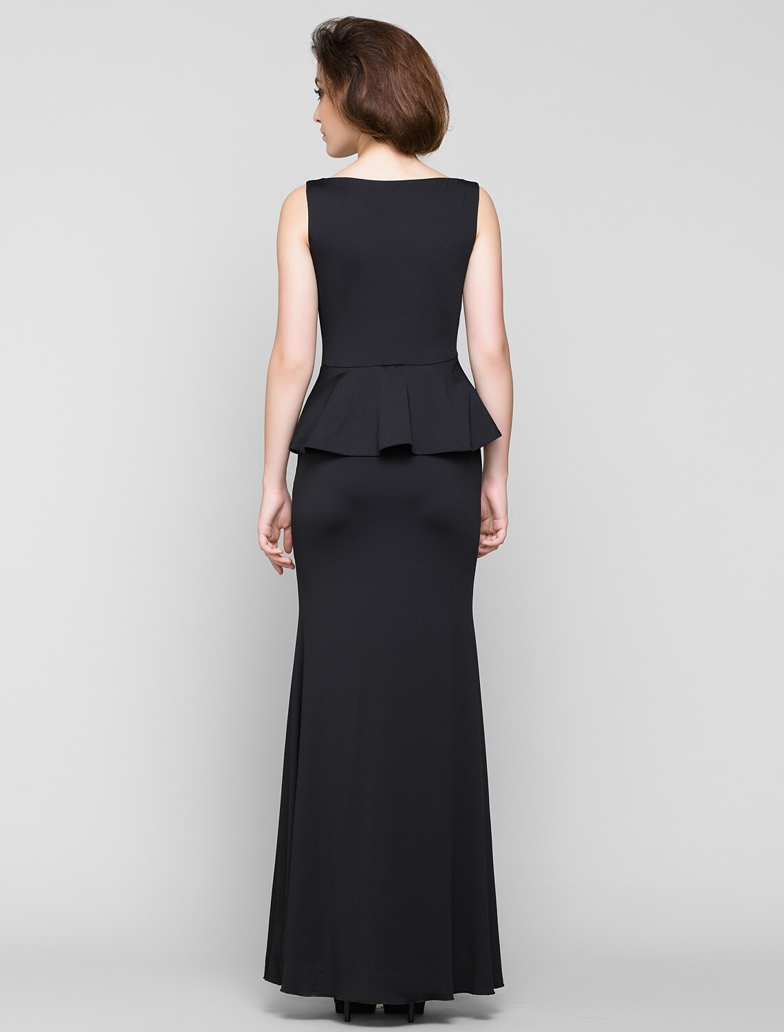 wholesale  Mermaid / Trumpet Mother of the Bride Dress Elegant Scoop Neck Ankle Length Jersey Sleeveless No with Pleats