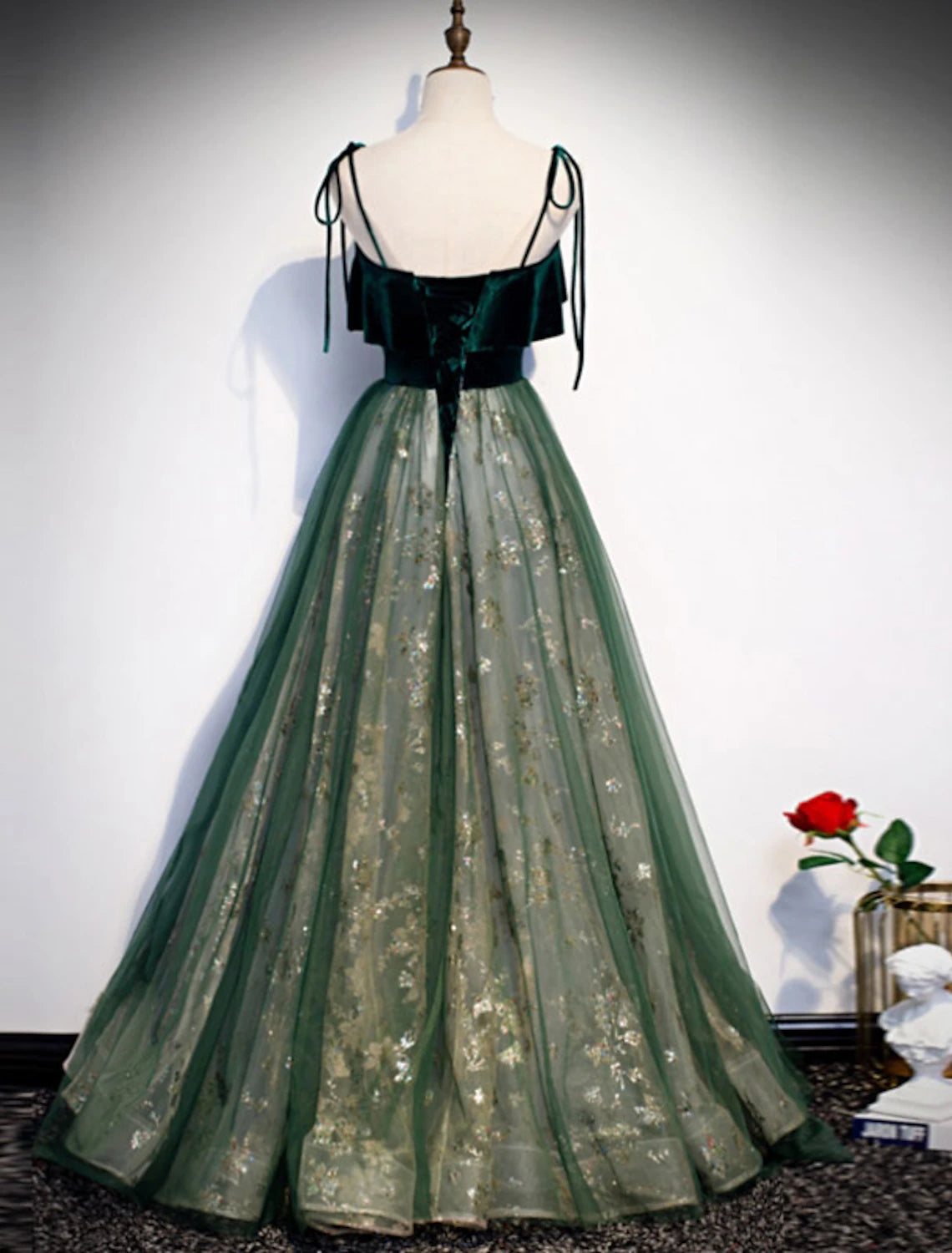 wholesale A-Line Glittering Luxurious Engagement Formal Evening Dress Spaghetti Strap Sleeveless Floor Length Organza with Sequin