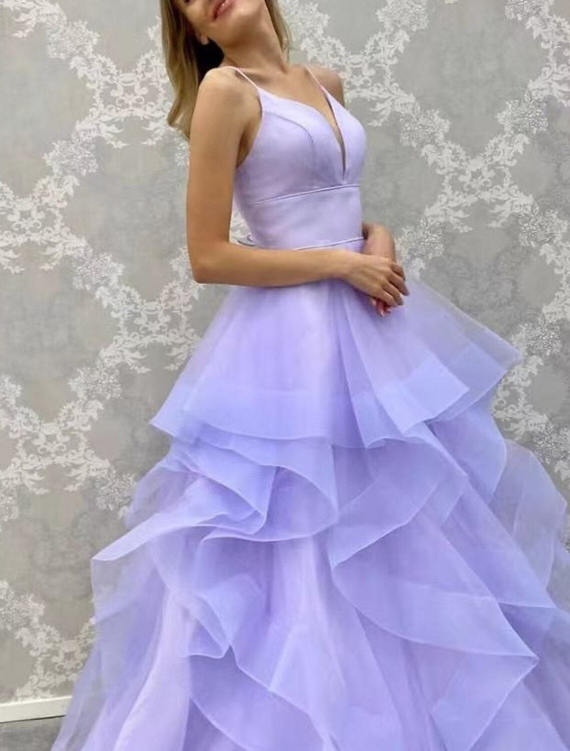 wholesale  A-Line Evening Gown Open Back Dress Prom Birthday Floor Length Sleeveless Spaghetti Strap Satin with Ruffles Strappy