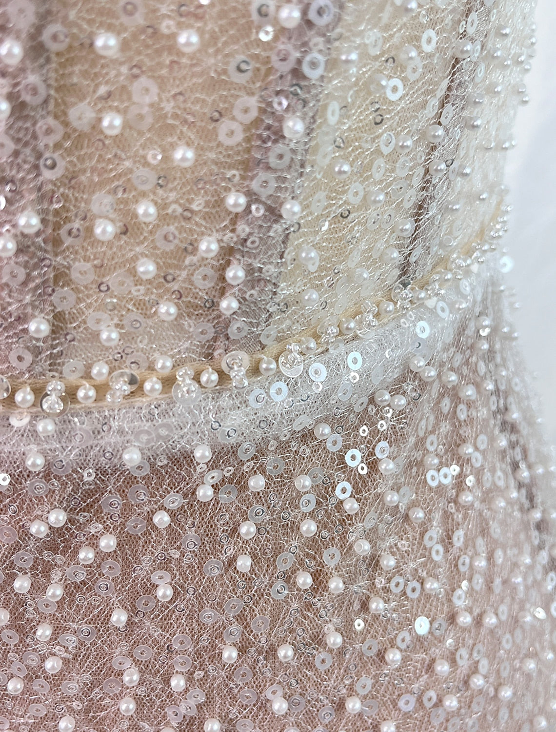 Wholesa Beach Boho Wedding Dresses Sheath / Column Camisole Sleeveless Sweep / Brush Train Sequined Bridal Gowns With Pearls Beading