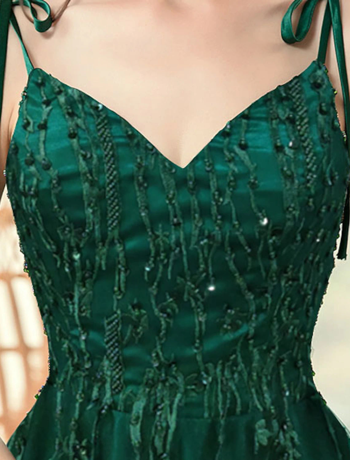 Wholesa  A-Line Party Dress Elegant Engagement Formal Evening Birthday Dress Spaghetti Strap Sleeveless Sweep / Brush Train Polyester with Beading Embroidery