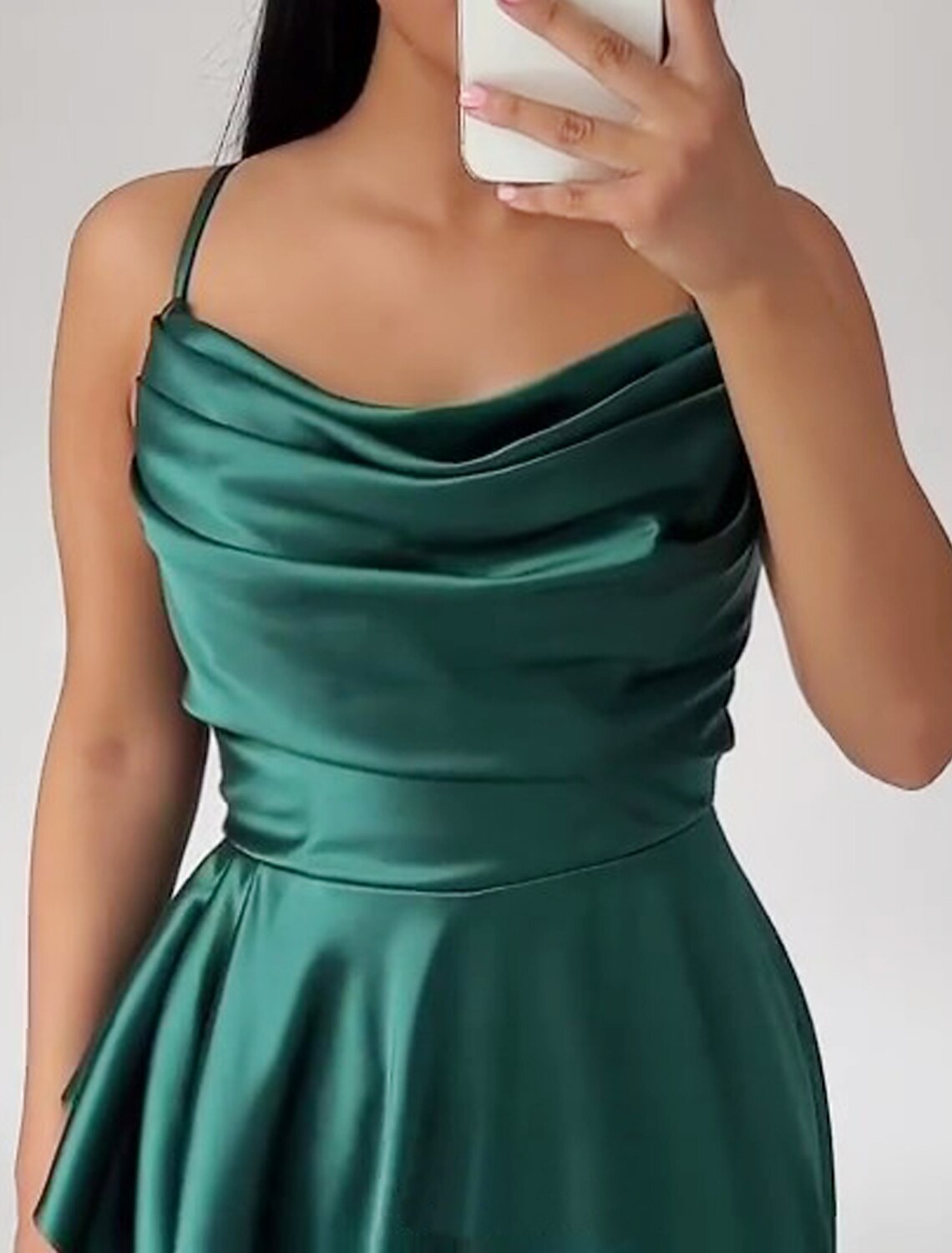 Wholesa A-Line Prom Dresses High Low Dress Wedding Guest Black Tie Asymmetrical Sleeveless Spaghetti Strap Satin with Ruched Slit