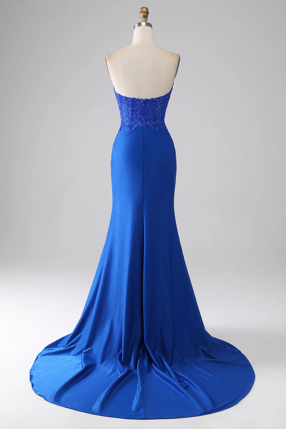 Wholesa Mermaid Strapless Long Beaded Prom Dress With Appliques
