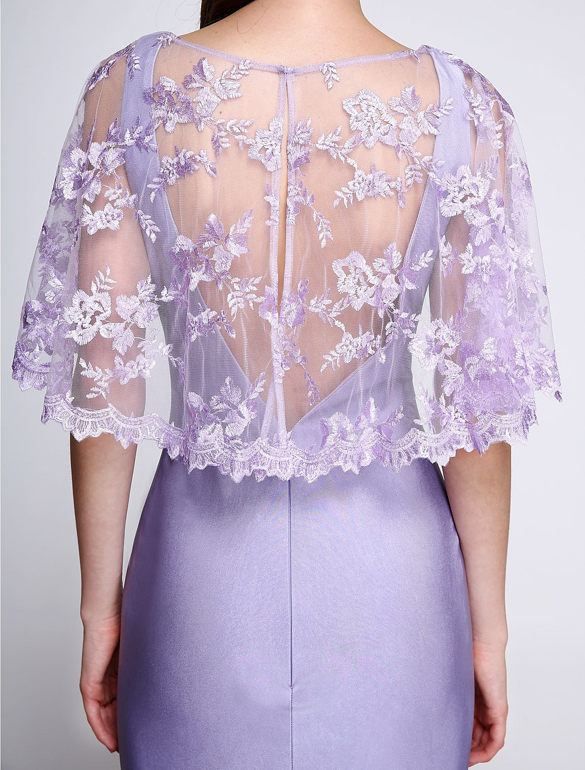 wholesale  Mermaid / Trumpet Bridesmaid Dress V Neck Sleeveless Wrap Included Sweep / Brush Train Jersey with Lace