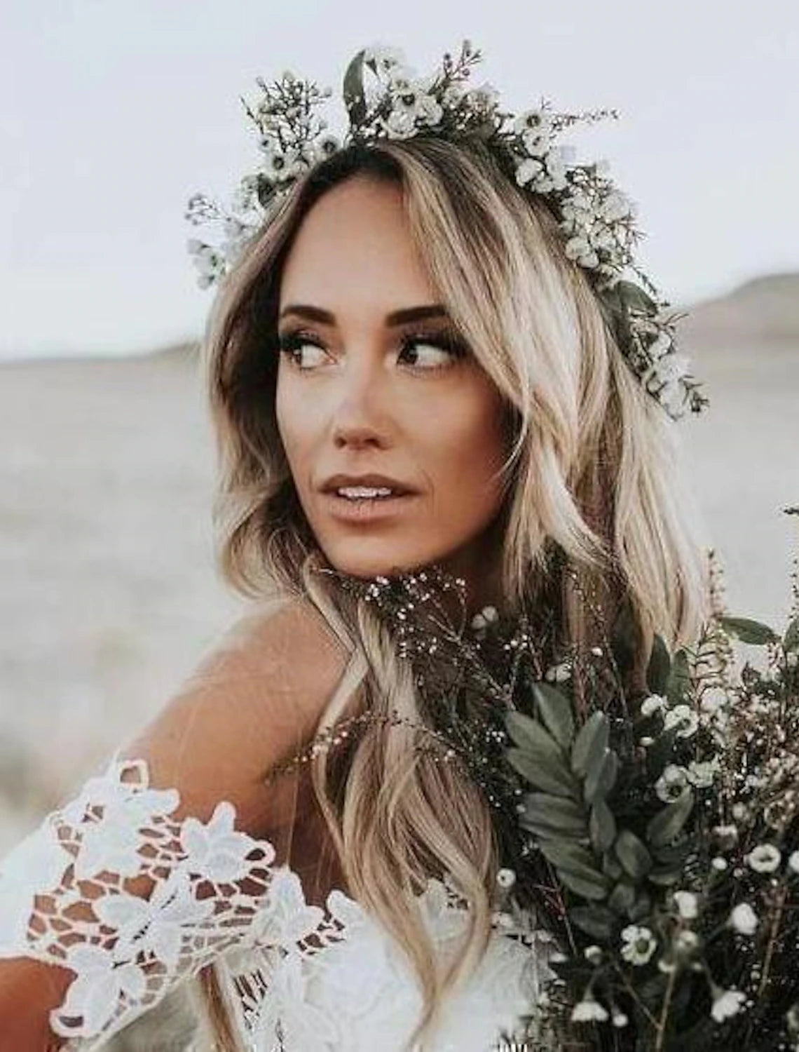 wholesale   Beach Boho Wedding Dresses Mermaid / Trumpet Off Shoulder Cap Sleeve Chapel Train Lace Bridal Gowns With Appliques Solid Color