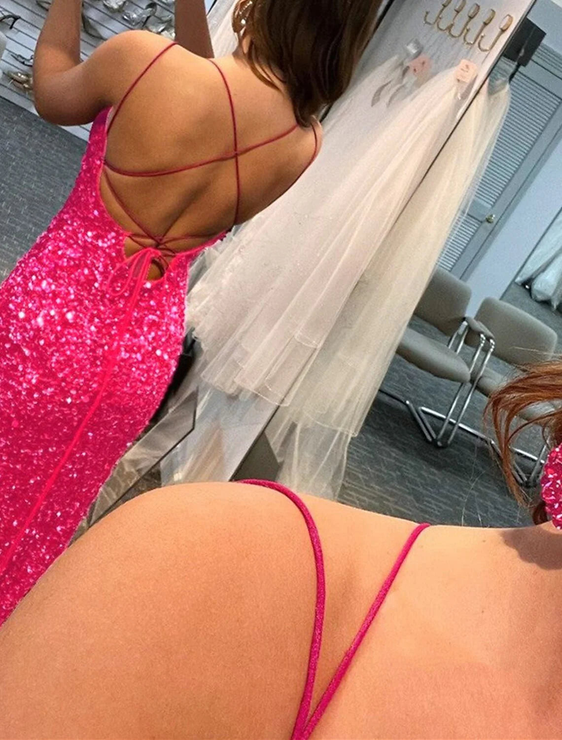Wholesa Mermaid / Trumpet Prom Dresses Sparkle & Shine Dress Wedding Guest Party Wear Floor Length Sleeveless Spaghetti Strap Sequined with Sequin Slit