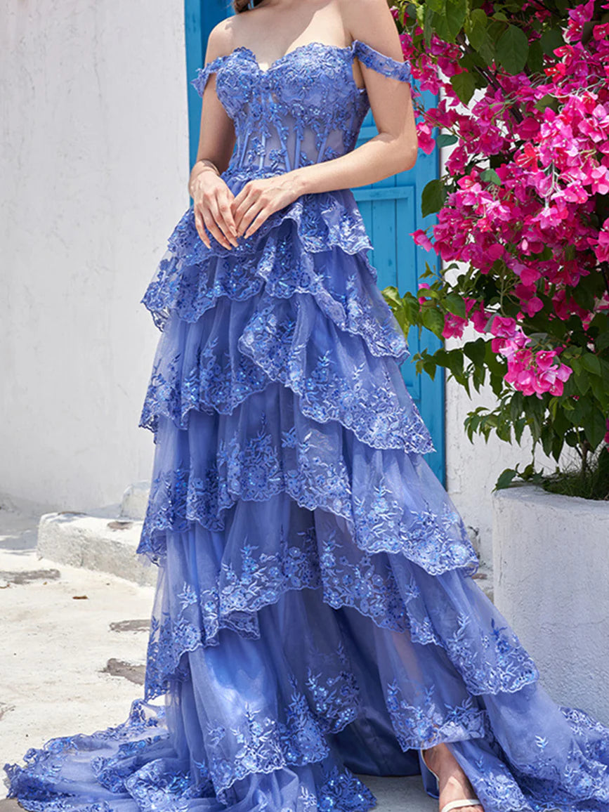 Wholesa A-Line Sweetheart Off The Shoulder Sleeveless Floor-Length Evening Dress