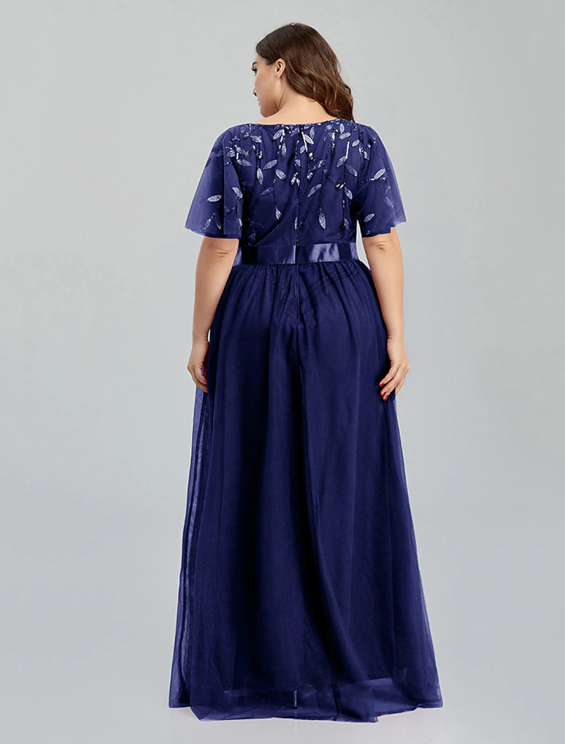 wholesa A-Line Prom Dresses Floral Dress Party Wear Quinceanera Floor Length Short Sleeve Jewel Neck Bridesmaid Dress Tulle with Embroidery Splicing