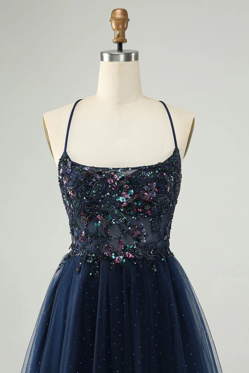 Wholesa A-Line Glitter Sequined Tulle Short Prom Dress Homecoming Dresses