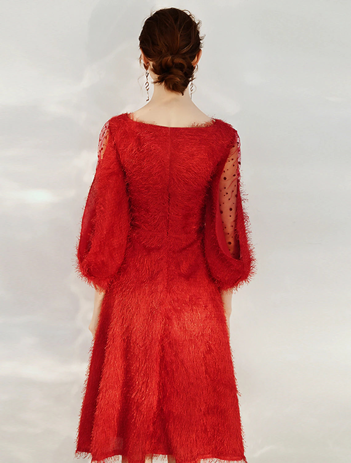 wholesale  A-Line Cocktail Dresses Princess Dress Cocktail Party Valentine's Day Tea Length 3/4 Length Sleeve Jewel Neck Nylon with Sash / Ribbon Pure Color