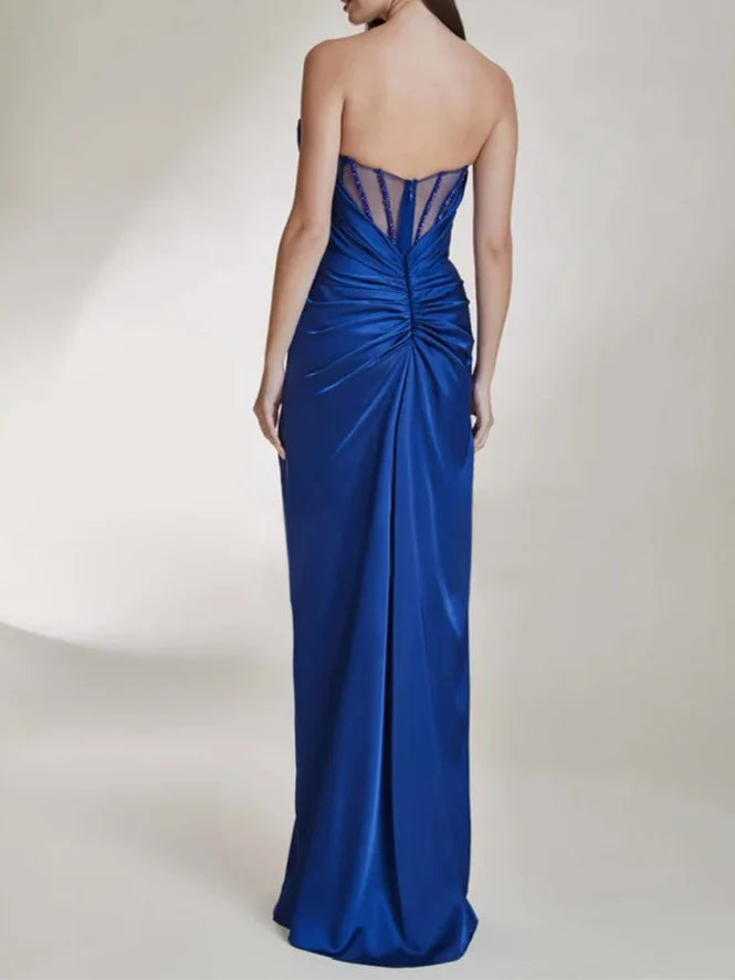 Wholesa Sheath Strapless Floor-Length Prom Dresses