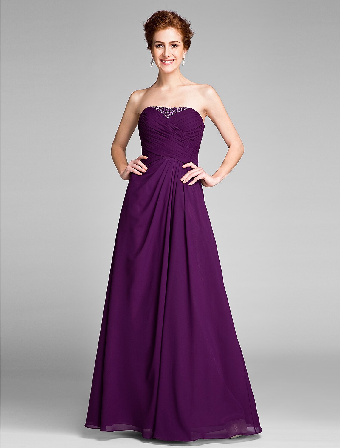 wholesale  Sheath / Column Mother of the Bride Dress Convertible Dress Strapless Floor Length Chiffon Sleeveless No with Crystals Side Draping