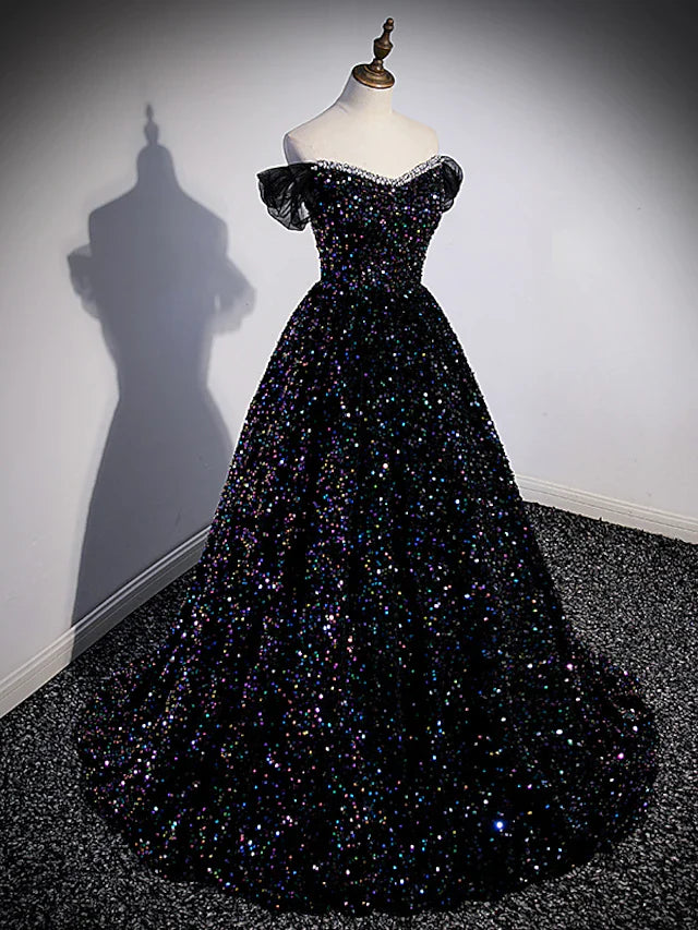 Wholesa Ball Gown Prom Dresses Sexy Dress Wedding Guest Court Train Sleeveless Off Shoulder Sequined with Pleats Sequin