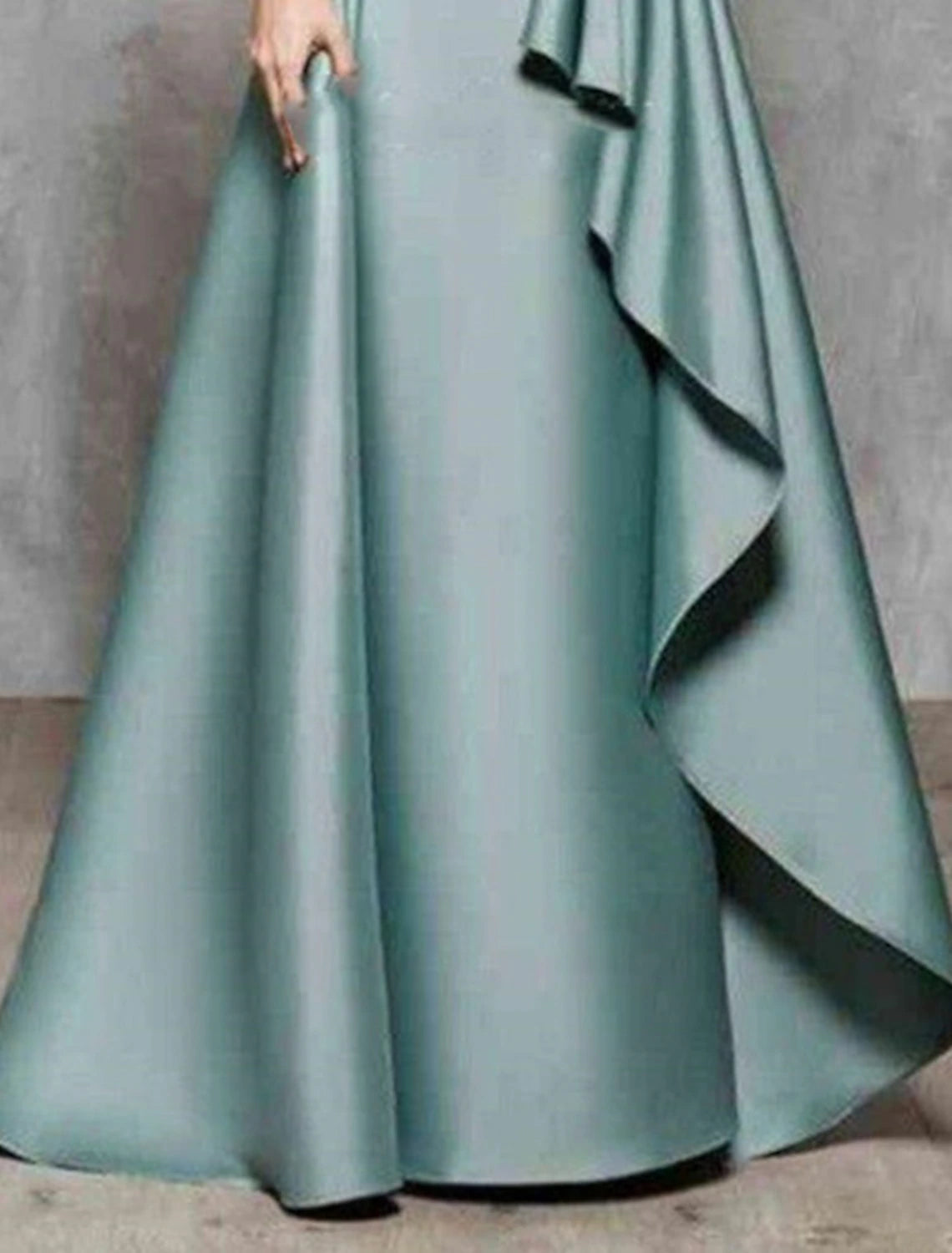 Wholesa  A-Line Mother of the Bride Dress Wedding Guest Elegant Jewel Neck Floor Length Satin Lace 3/4 Length Sleeve No with Sash / Ribbon Ruffles Appliques