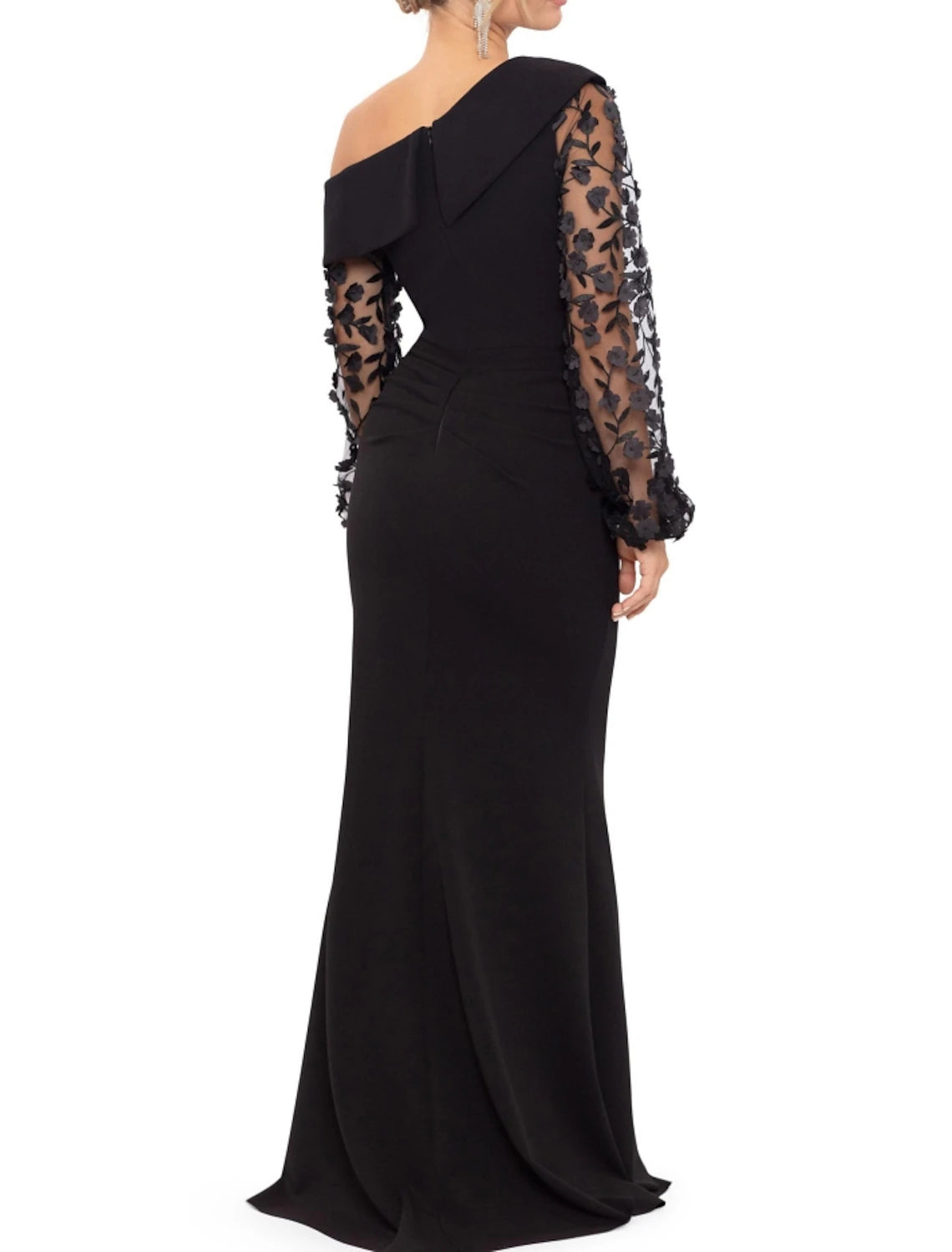 Wholesa A-Line Mother of the Bride Dress Wedding Guest Elegant Off Shoulder Sweep / Brush Train Stretch Chiffon Long Sleeve with Ruched Appliques