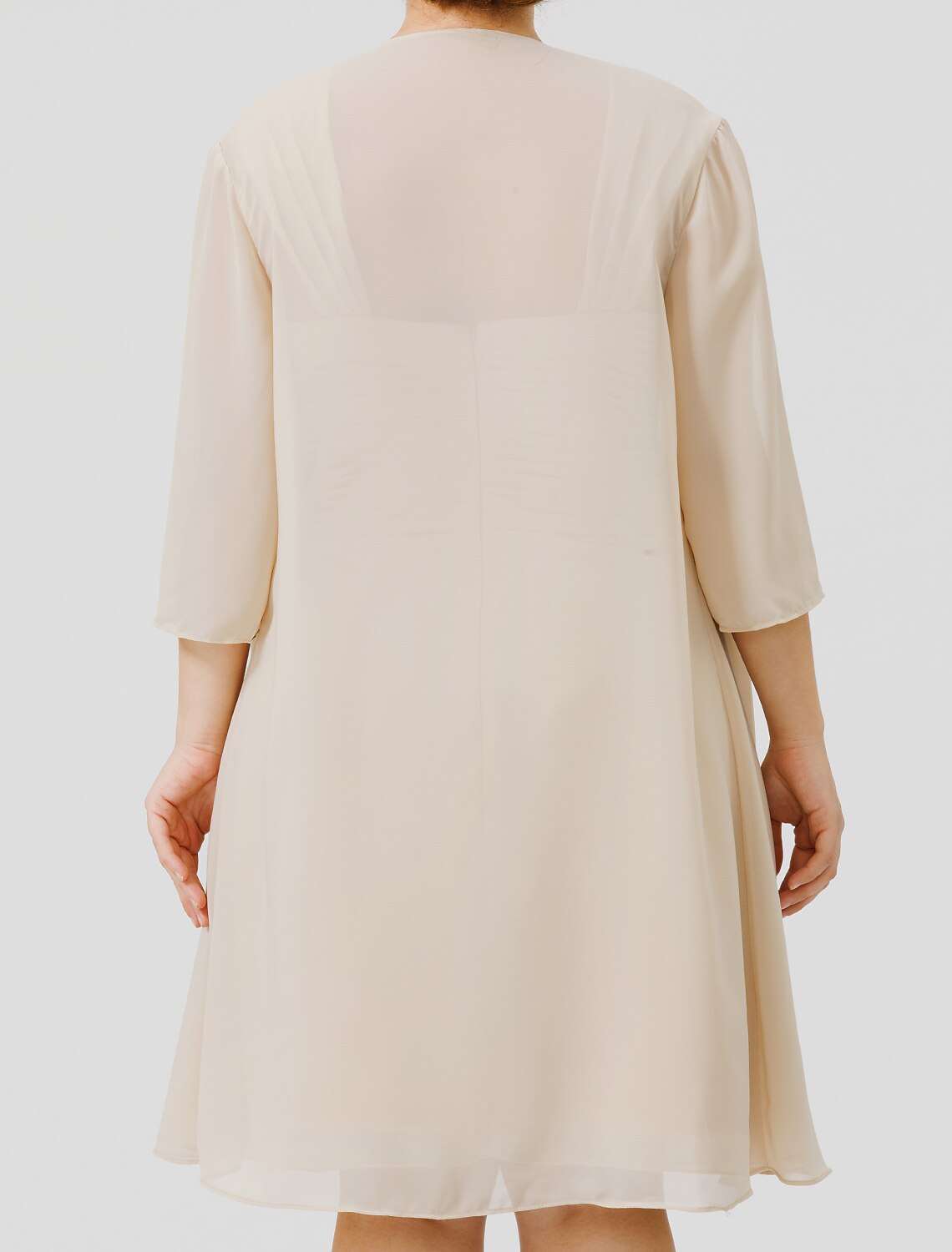 wholesale  Sheath / Column Mother of the Bride Dress Plus Size Elegant Straps Knee Length Chiffon Sheer Lace Sleeveless yes with Criss Cross