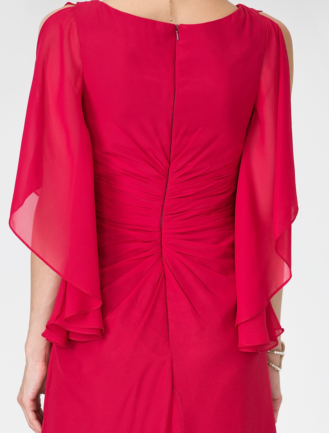 wholesale  Sheath / Column Mother of the Bride Dress Furcal V Neck Floor Length Chiffon Half Sleeve No with Criss Cross Split Front