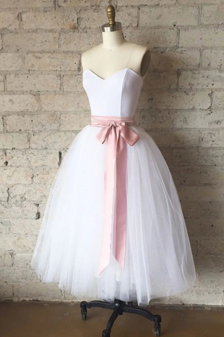 Wholesa Simple Tulle tea Length prom dress