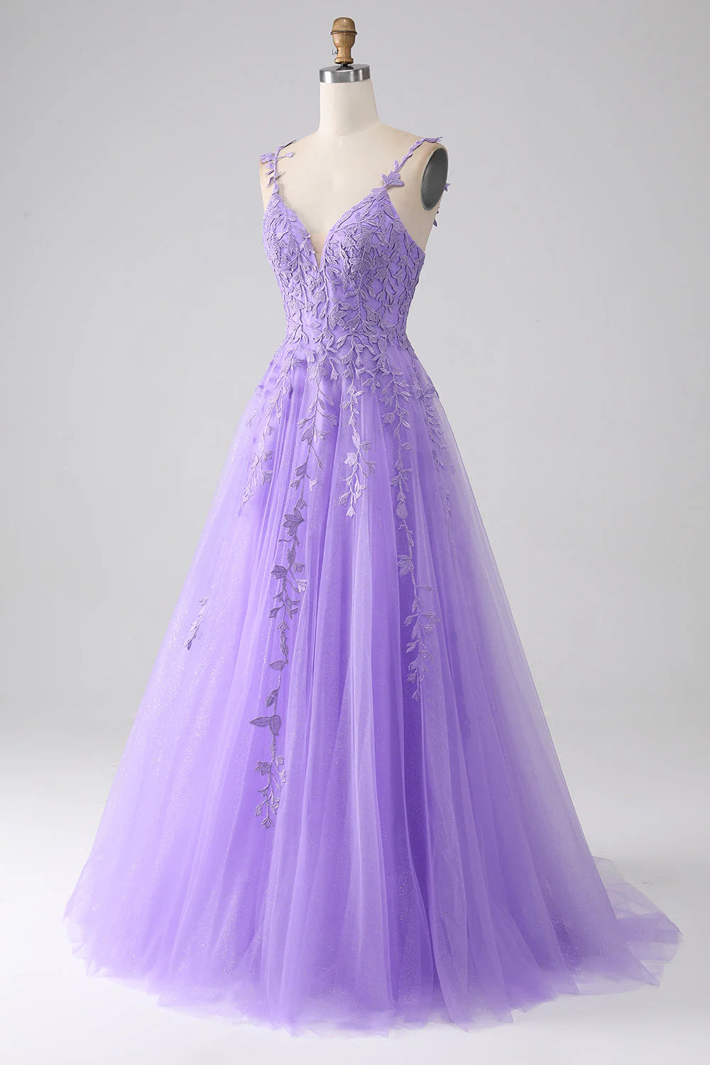 Wholesa A-Line Spaghetti Straps Long Prom Dress with Appliques