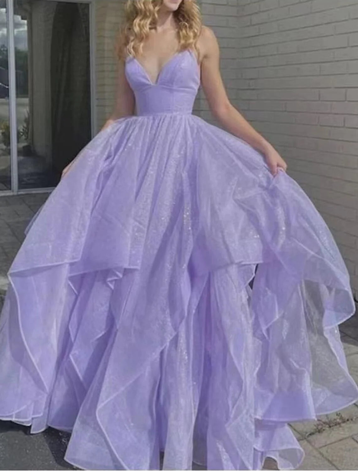 Wholesa A-Line Evening Gown Sexy Dress Prom Floor Length Sleeveless Spaghetti Strap Satin with Ruffles Strappy