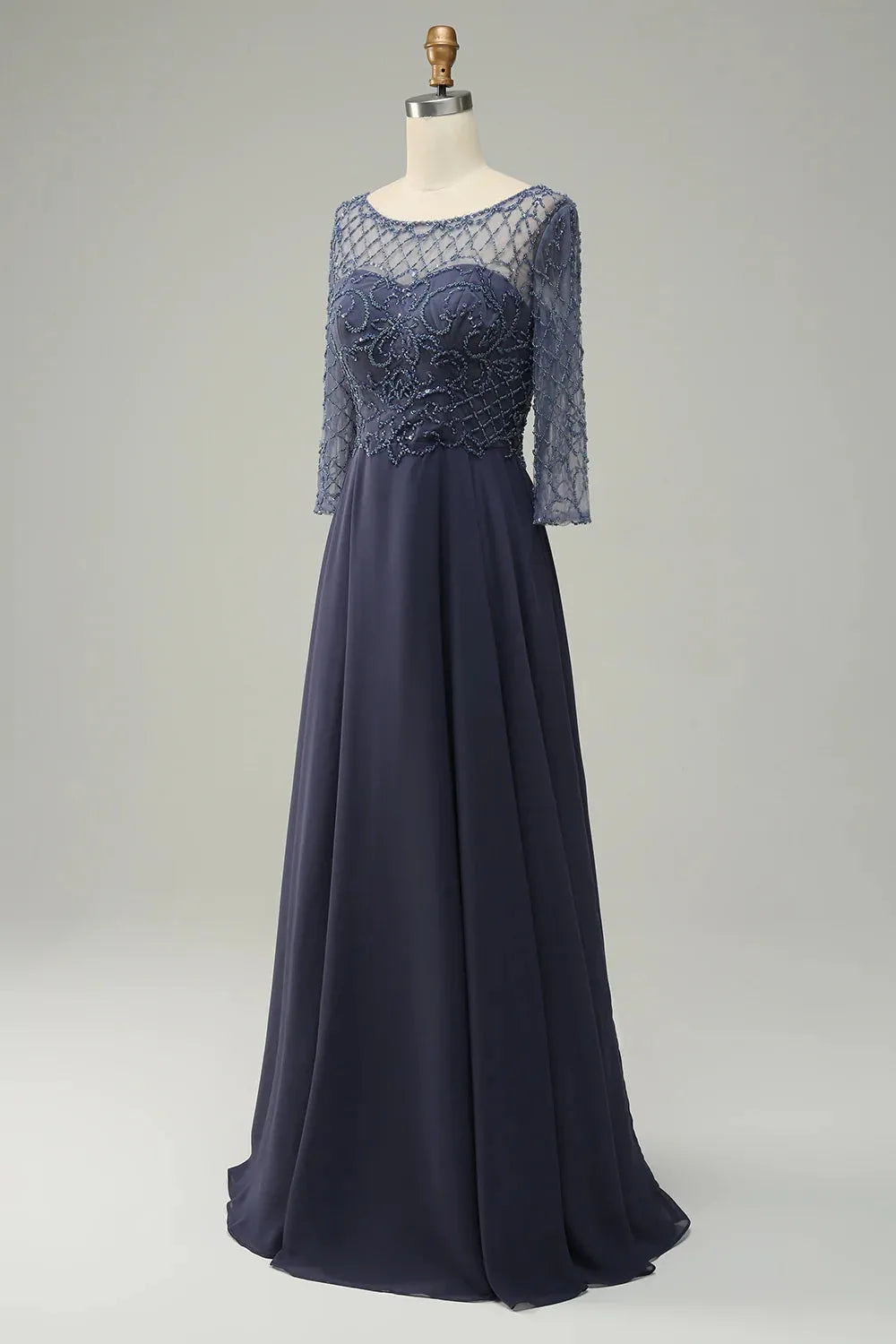 Wholesa A-line Beading Long Sleeves Mother of Bride Dress