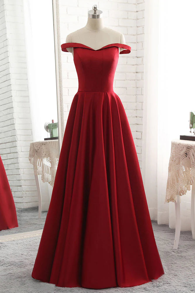Wholesa Simple Off Shoulder Long Prom Dress