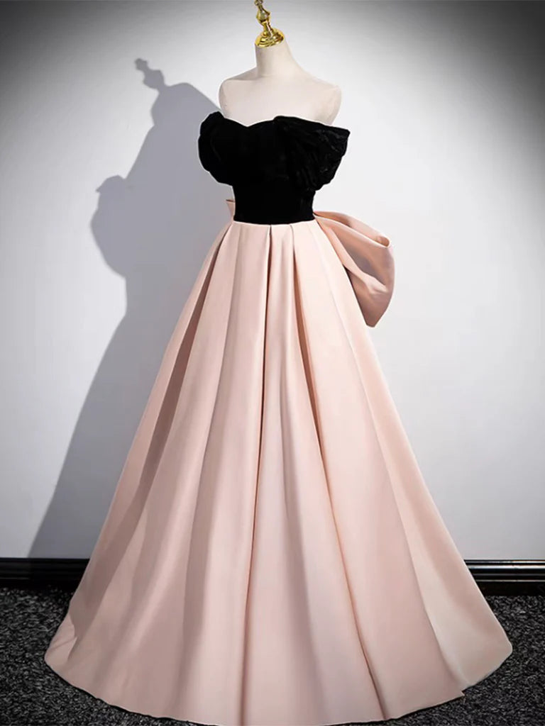Wholesa A-Line Off Shoulder Satin Long Prom Dress