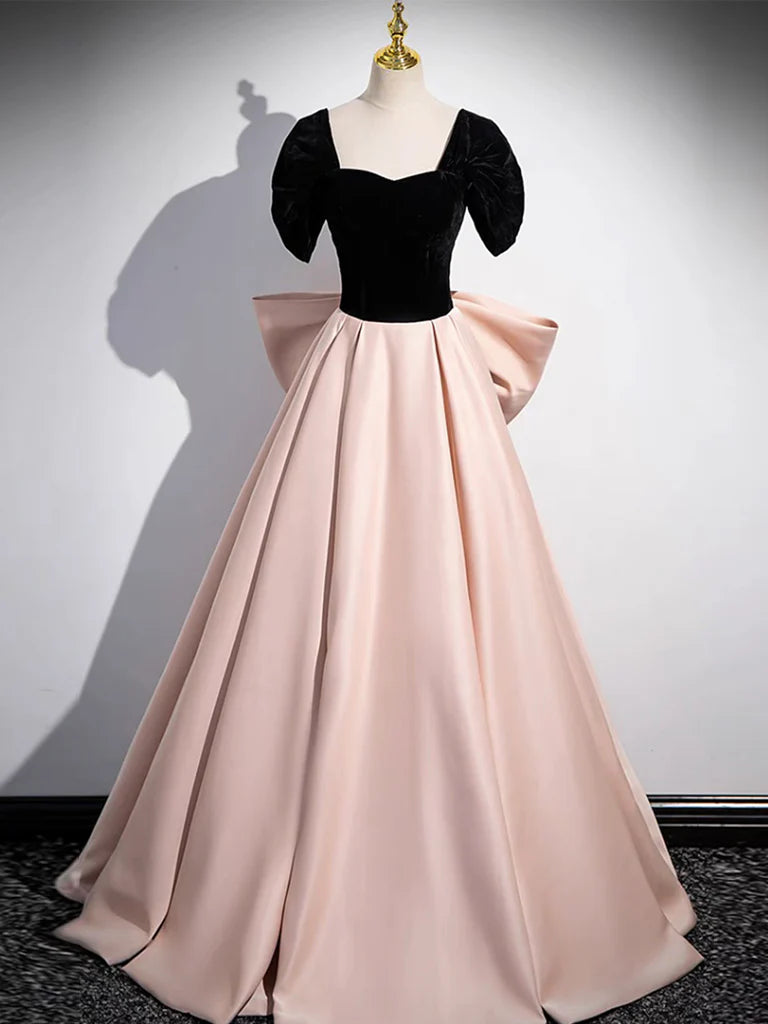 Wholesa A-Line Off Shoulder Satin Long Prom Dress