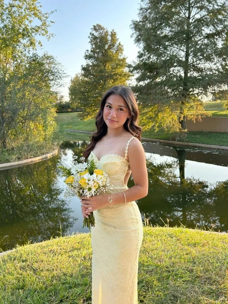 Charming Fitted Sweetheart Spaghetti Strap Lace Mermaid Prom Dress