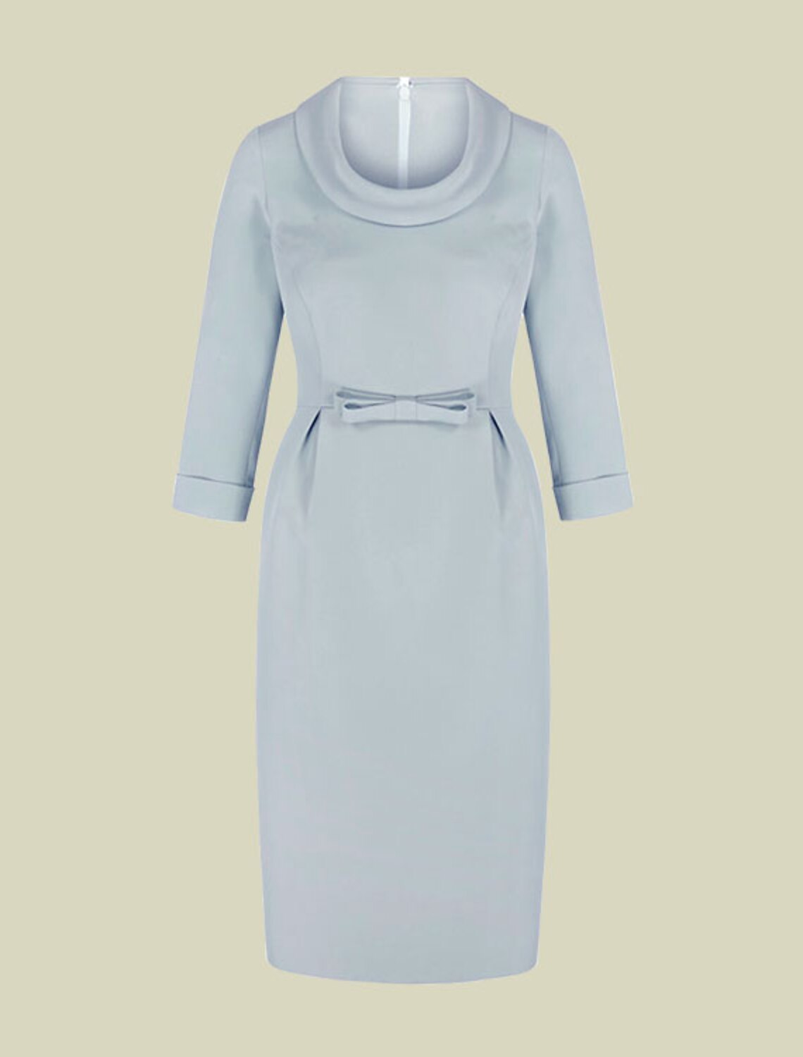 wholesale  Sheath / Column Mother of the Bride Dress Elegant Jewel Neck Tea Length Italy Satin 3/4 Length Sleeve with Sash / Ribbon Bow(s)