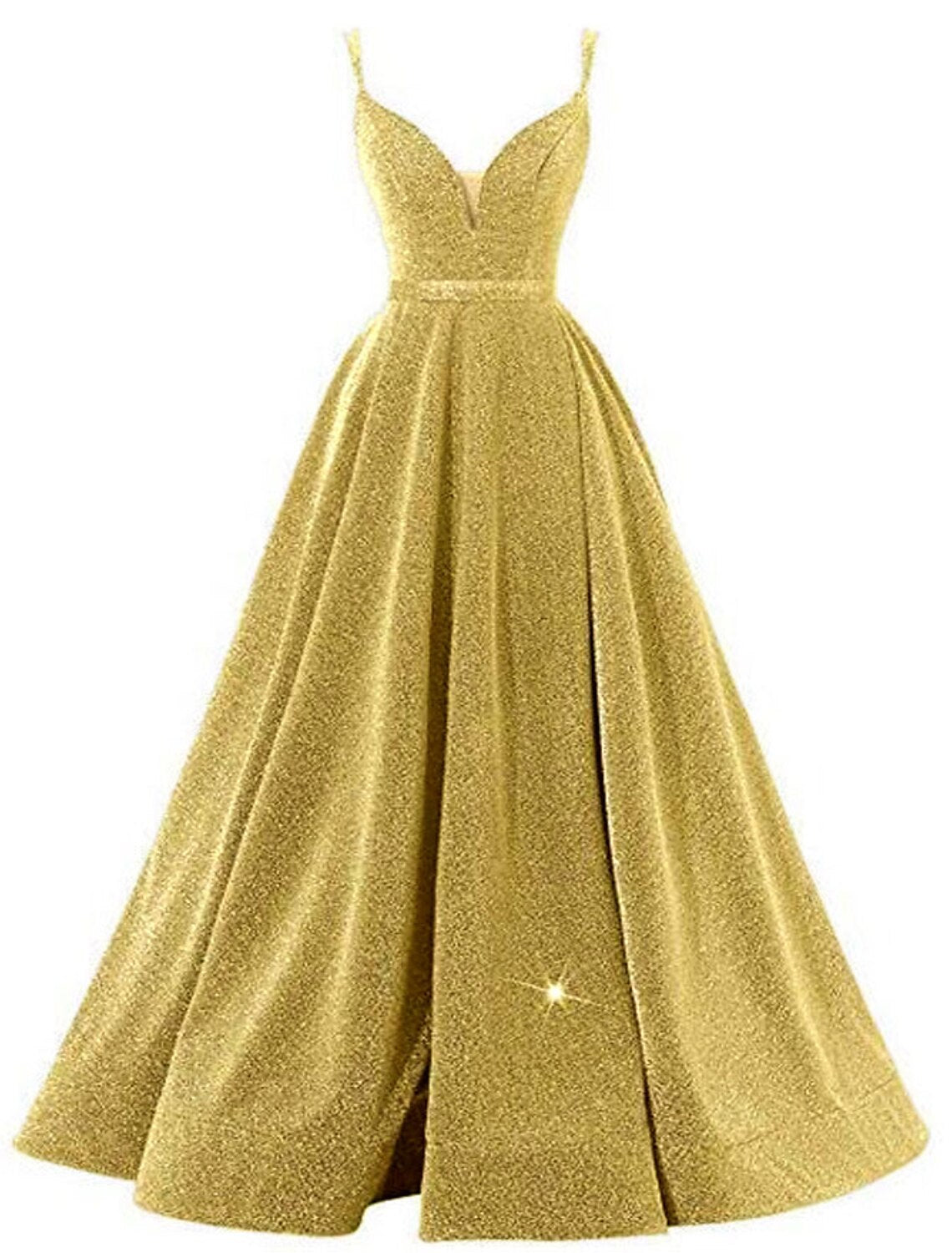 wholesale  A-Line Beautiful Back Sexy Wedding Guest Formal Evening Birthday Dress Spaghetti Strap Sleeveless Floor Length Sequined with Pleats Sequin