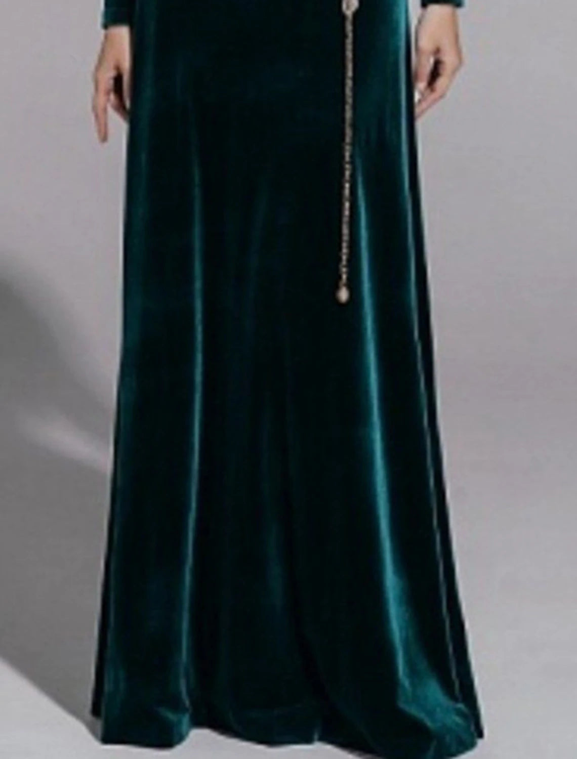 Wholesa  A-Line Mother of the Bride Dress Wedding Guest Simple Elegant Jewel Neck Floor Length Velvet Long Sleeve No with Sash / Ribbon Solid Color