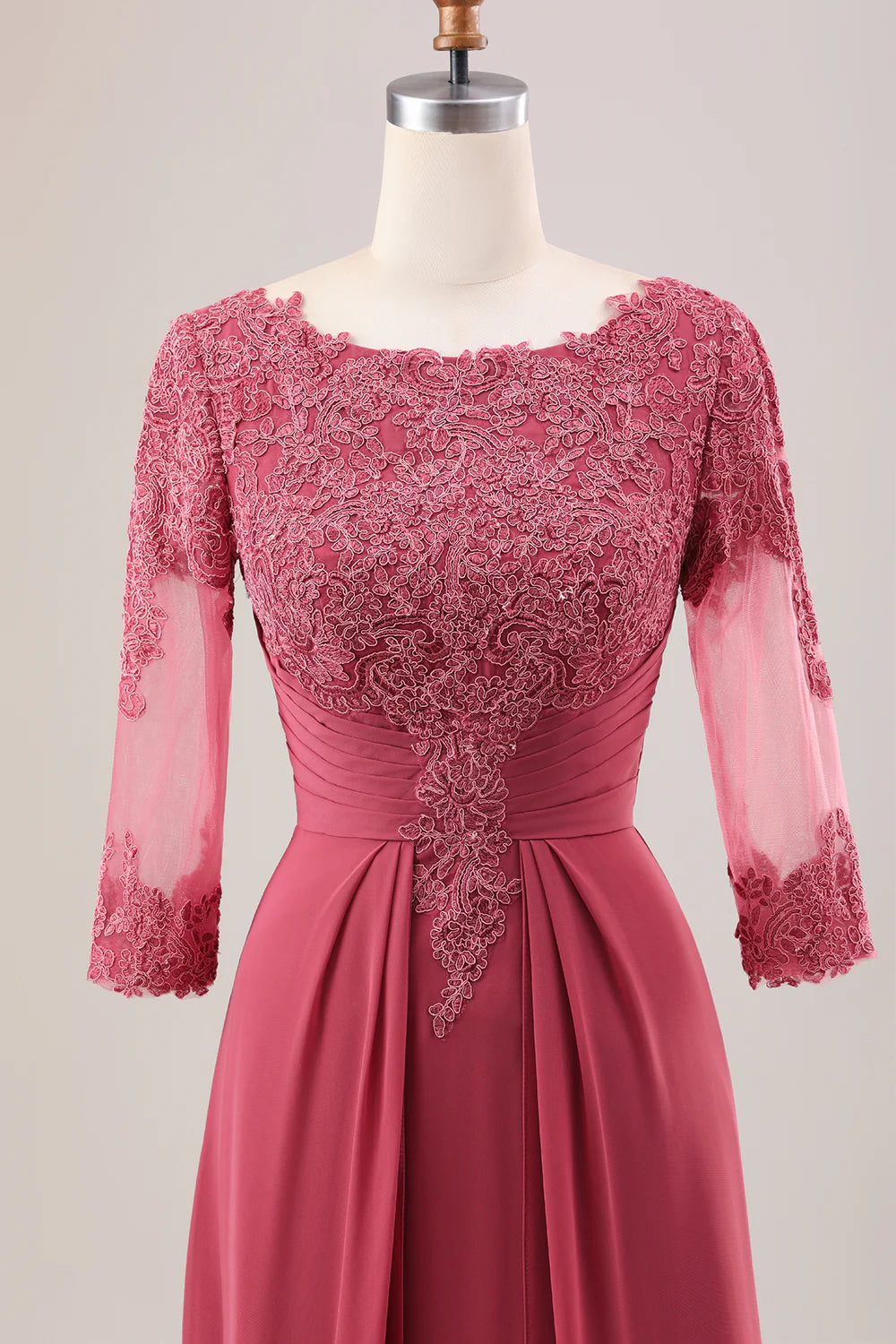 Wholesa A Line Scoop Neck Chiffon Mother of Bride Dress with Appliques