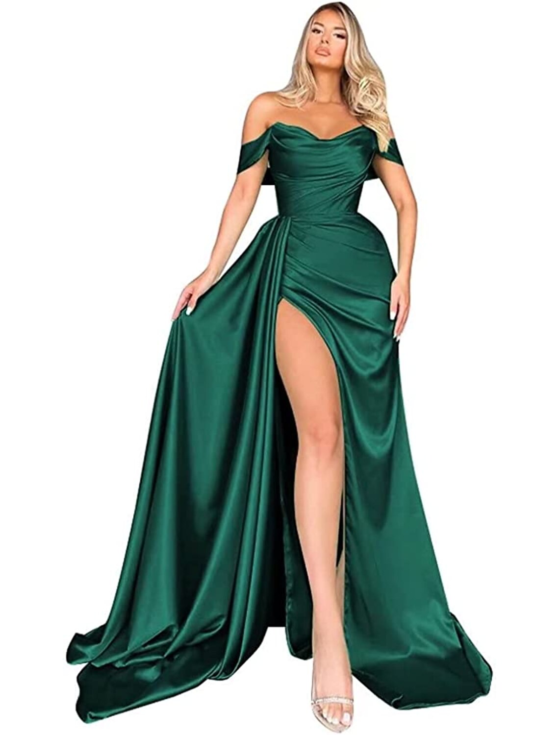 Wholesa Mermaid / Trumpet Prom Dresses Empire Dress Formal Prom Sweep / Brush Train Sleeveless Off Shoulder Imitation Silk Backless with Ruched Slit