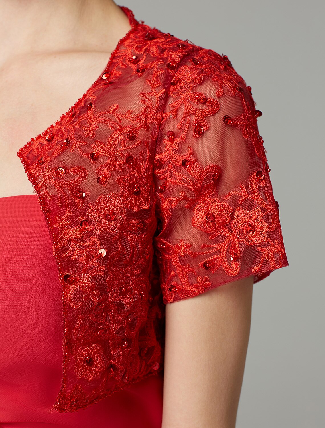 wholesale  Sheath / Column Mother of the Bride Dress Strapless Floor Length Chiffon Beaded Lace Sleeveless yes with Pleats Beading Split Front