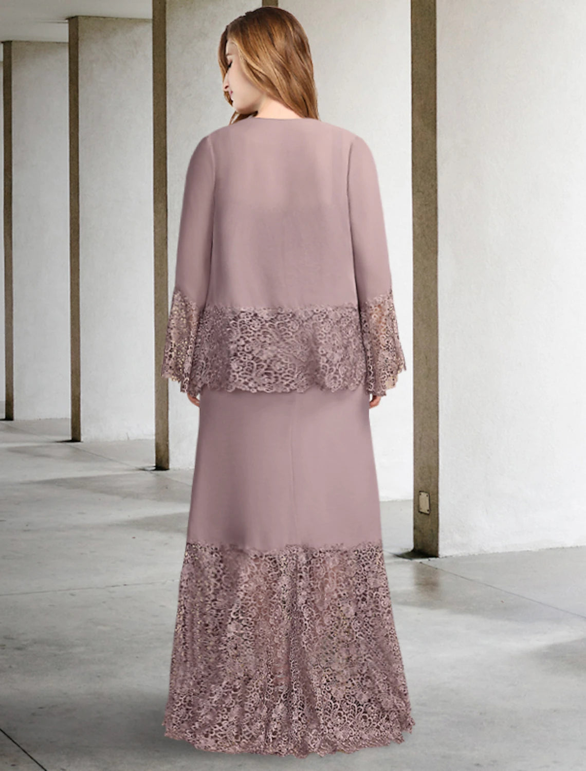 wholesale  Two Piece A-Line Mother of the Bride Dresses Plus Size Hide Belly Curve Elegant Dress Formal Asymmetrical Sleeveless Square Neck Chiffon with Appliques Splicing