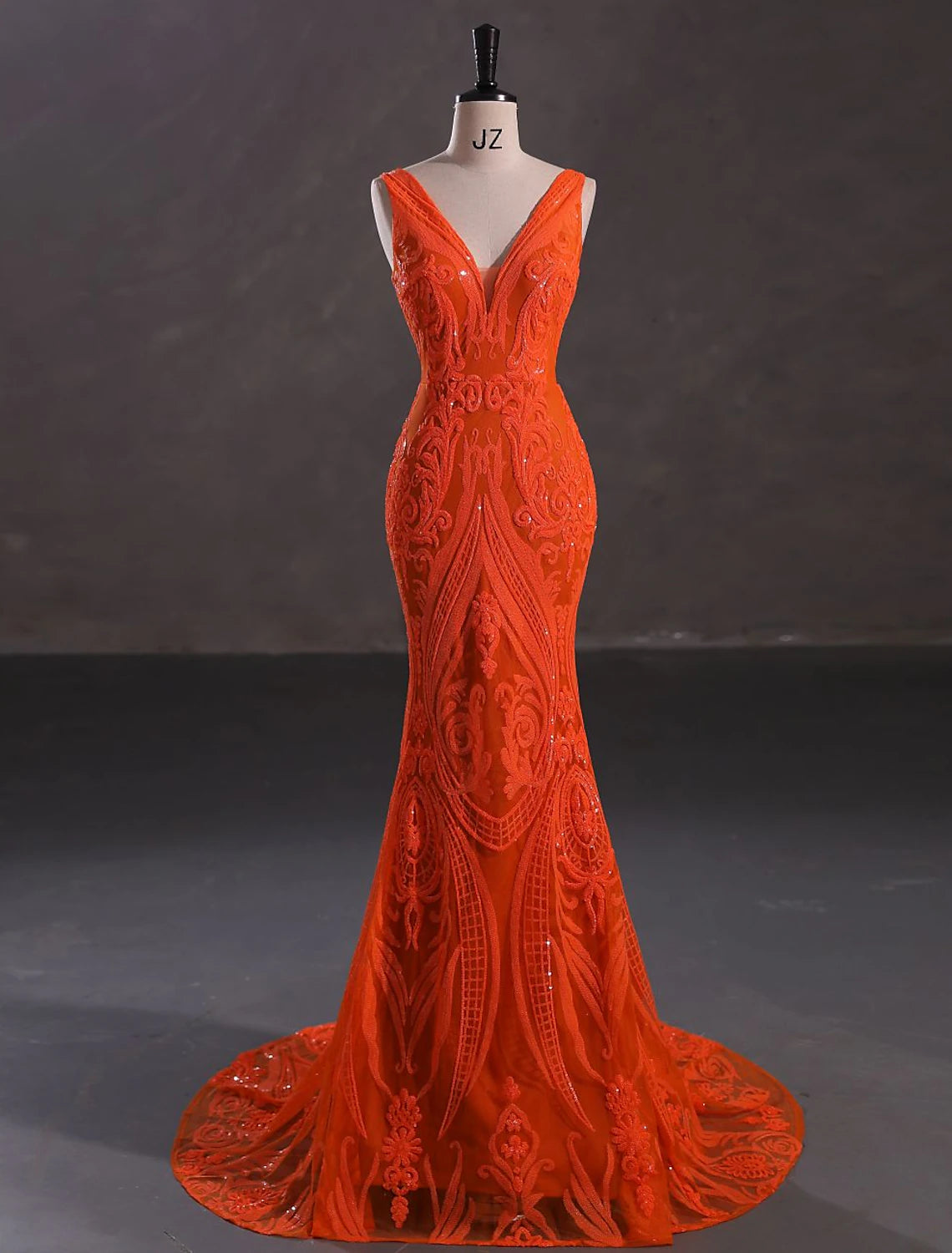 Wholesa Mermaid / Trumpet Evening Gown Sparkle & Shine Dress Engagement Formal Evening Court Train Sleeveless V Neck Sequined with Sequin