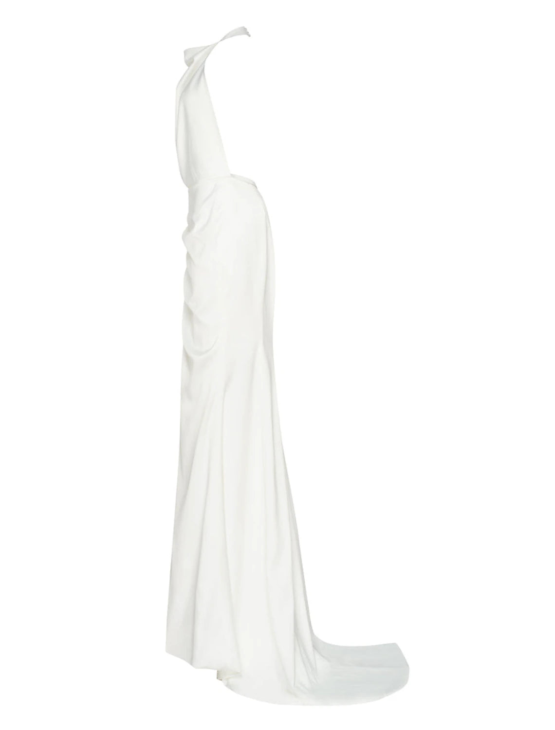 Wholesa Sheath / Column Prom Dresses Elegant Dress Prom Court Train Sleeveless Halter Neck Fall Wedding Guest Satin with Slit Pure Color